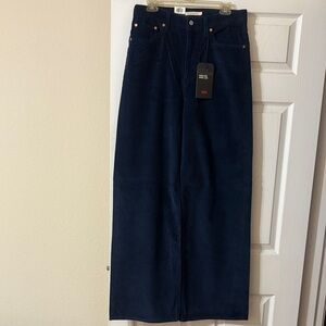 Levi's Premium Ribcage Wide Leg Navy Corduroy Pants